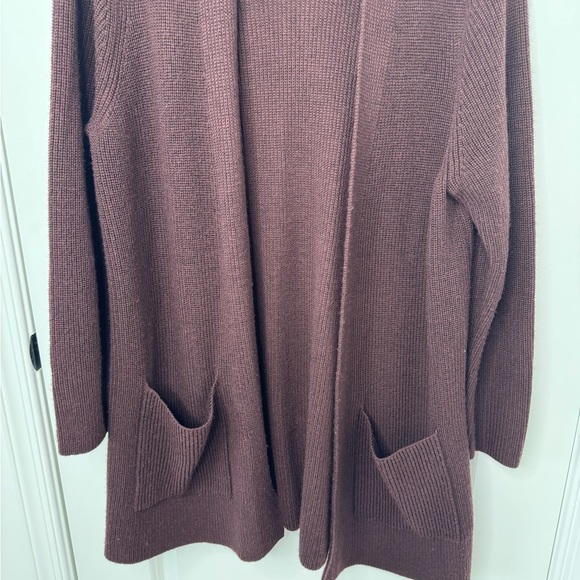 Eileen Fisher burgundy merino wool Open Front Cardigan XL - Picture 3 of 9